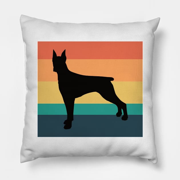 Doberman Pinscher Dog Vintage Sunset Pillow by DPattonPD