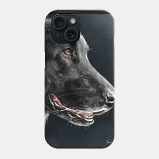 Painting of a Gorgeous Black Golden Retriever on a Dark Background Phone Case