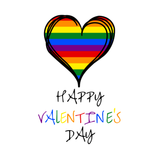 "Happy Valentine's Day" Rainbow Colors T-Shirt