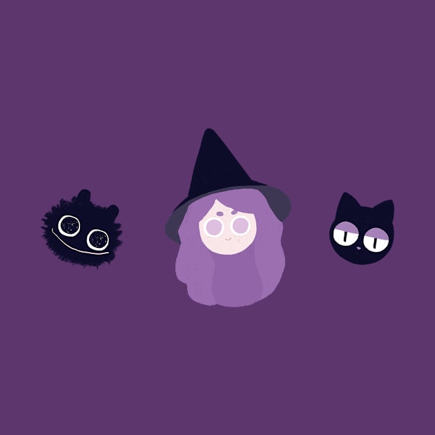 Cute Witch, Cat and Creature of the Night 🔮 Halloween Set 🎃 by shirtlock