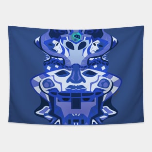 blue olmec helmet ecopop Tapestry