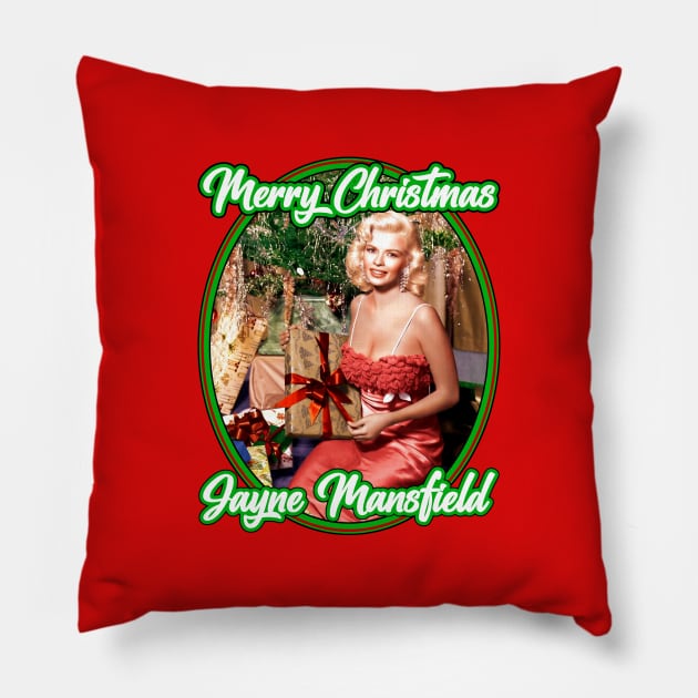 Jayne Mansfield: Merry Christmas Pillow by Noir-N-More