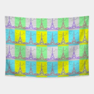 Eiffel Tower, Paris - Colorful Pop Art Pattern Tapestry