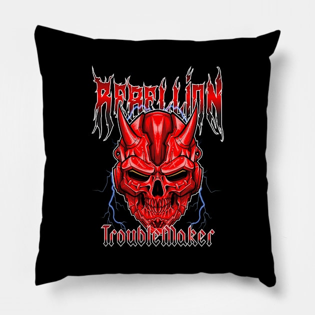 Rebel skull tee Pillow by janvimar