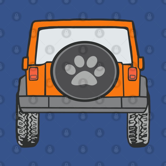 Orange Jeep with Paw Print Cover by Trent Tides