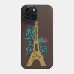 Eiffel Tower custom embroidery cross stitch like design Phone Case