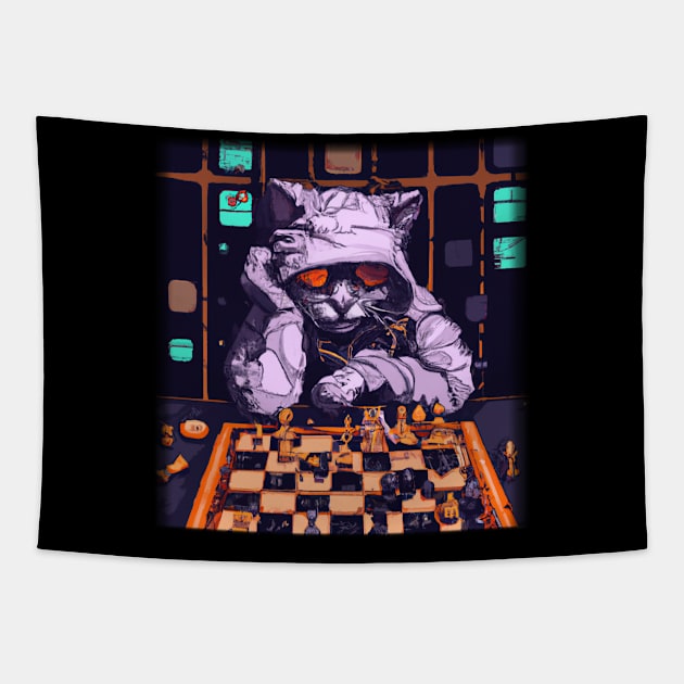 Cyberpunk Kitty Tapestry by Bigrum P. Bear Designs