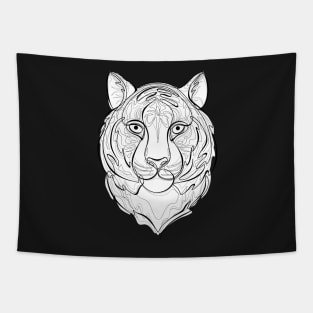 Continuous Line Tiger Portrait. 2022 New Year Symbol by Chinese Horoscope Tapestry