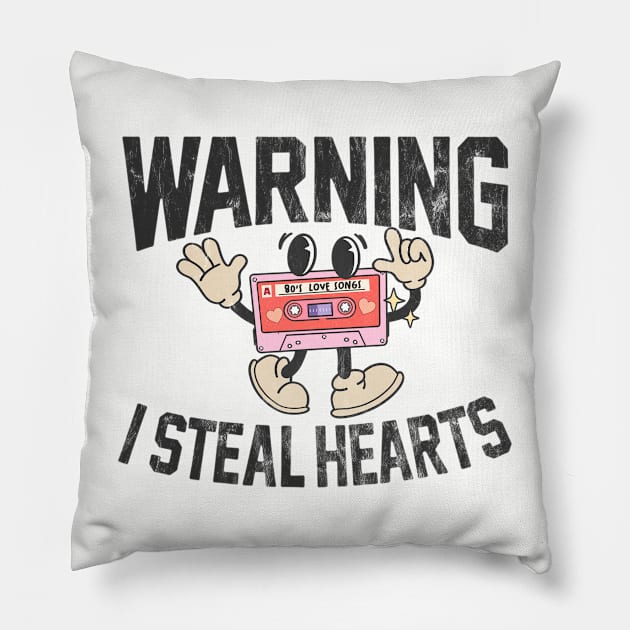 Funny 80s Love Songs Retro Cassette Mixtape Pillow by SilverLake