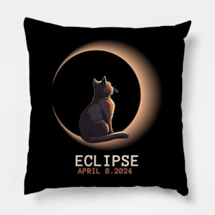 View Totality April 8 2024 Astronomy Cat Lover Solar Eclipse Pillow