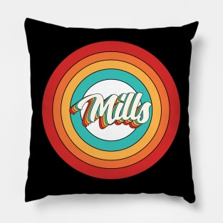 Mills Name Shirt Vintage Mills Circle Pillow