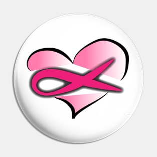 Cancer ribbon heart Pin