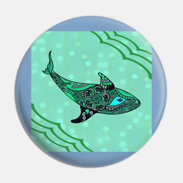 Green Whale Pin by Sailfaster Designs