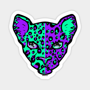 Purple and Teal Split Leopard Magnet