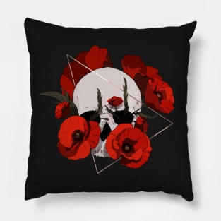 SKULL and POPPIES Pillow