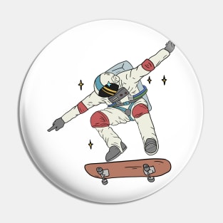 Astronaut Skater Space Skateboard Gift Handdrawn Pin