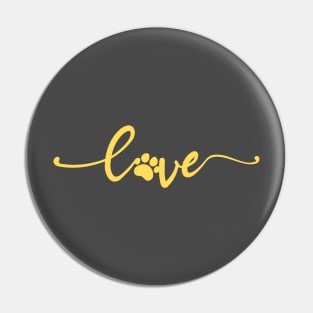 Paw Print on Love Text Pin