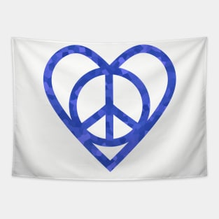 PEACE Sign Symbol Blue Tapestry