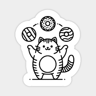 Cat Juggling Donuts Magnet