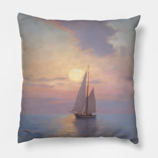 Pastel Sunset Ocean Landscape Pillow