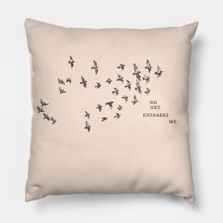 "No net ensnares me" + flock of birds - Jane Eyre quote, Charlotte Bronte (pale pink background) Pillow