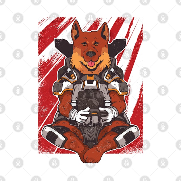 German Shepherd in a battlesuit by HotspotMerchandise