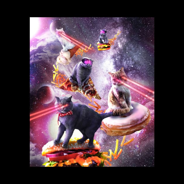 Galaxy Laser Space Cat On Burger Pizza Donut Ice Cream by Random Galaxy