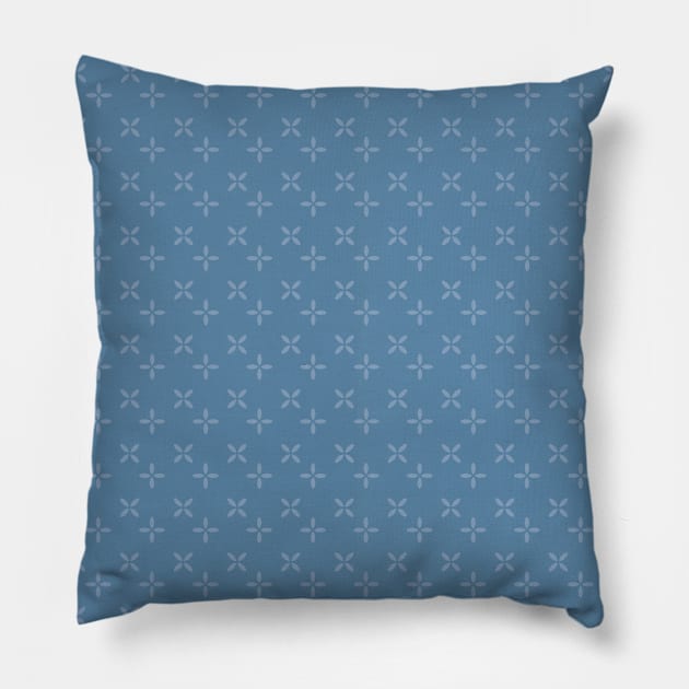 Little Flowers with Blue Background Pillow by Kanary And Co