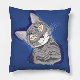 Grey Watercolor Cat Pillow