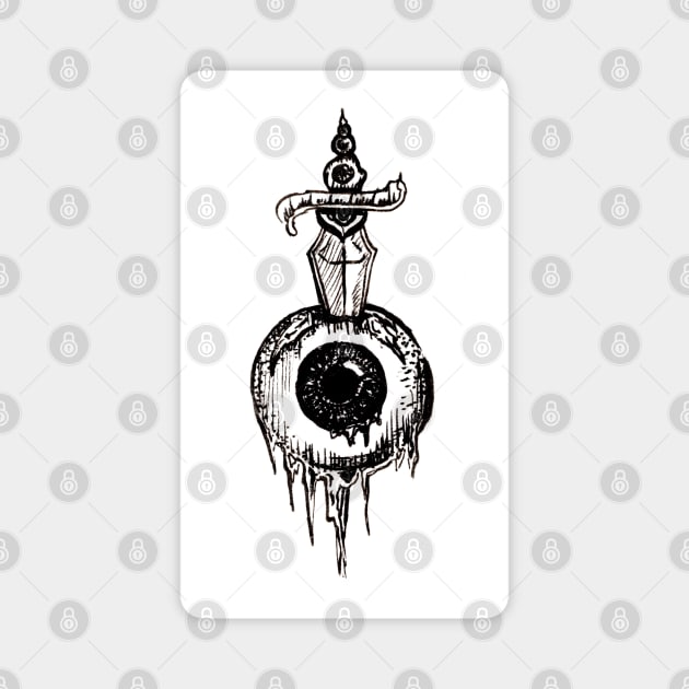 Eyeball, punk pen and ink design , tattoo inspired Magnet by IrenesGoodies