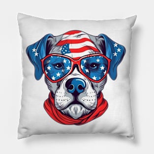Patriotic Dog, 4th of July Design Pillow