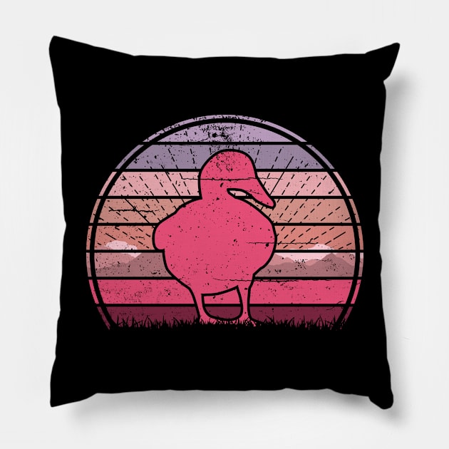 Pink Duck Sunset Pillow by Nerd_art