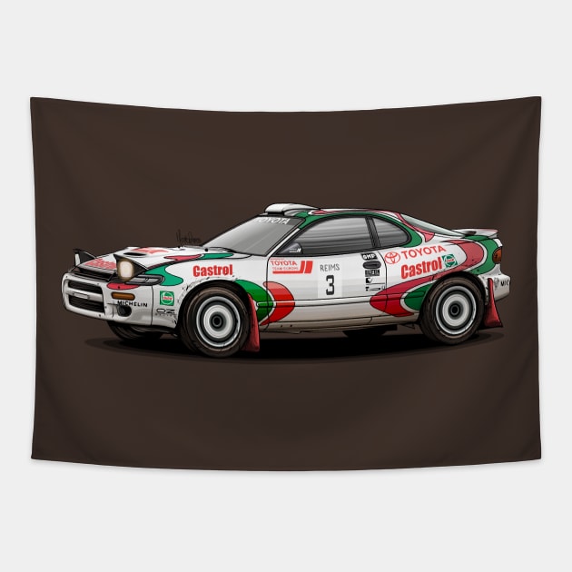 Toyota Celica ST185 GT Four WRC Tapestry by Mario Ramos Rally Art