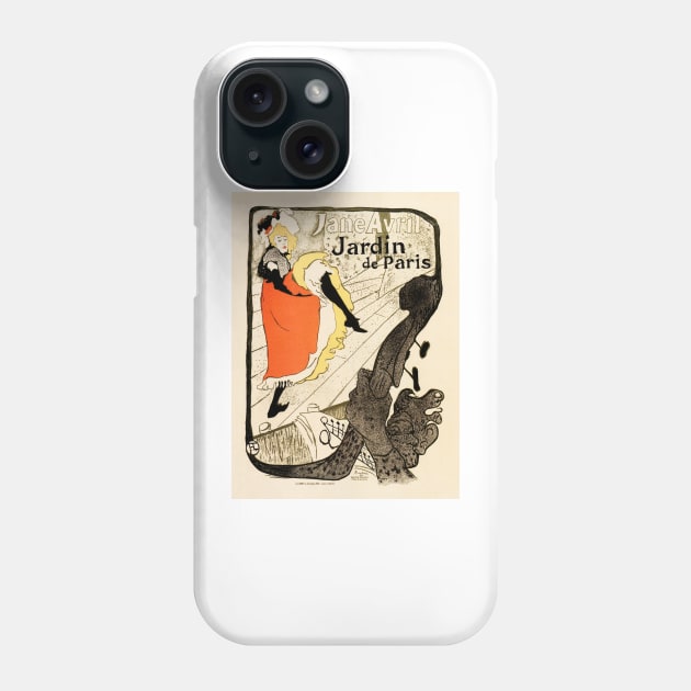 JANE AVRIL JARDIN OF PARIS 1897 by Henri Toulouse Lautrec French Theater Ad Phone Case by vintageposters