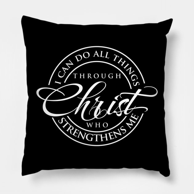 I can do all things through Christ, God Jesus Bible Verse Scripture Christian T Shirt T-Shirts Masks Apparels Wall Art,Christian Christmas Gift Store Pillow by JOHN316STORE - Christian Store