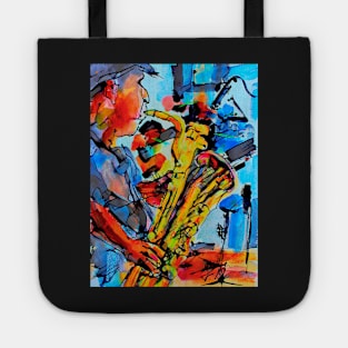 Saxophone Player Music Jazz Blues Abstract Art Tote