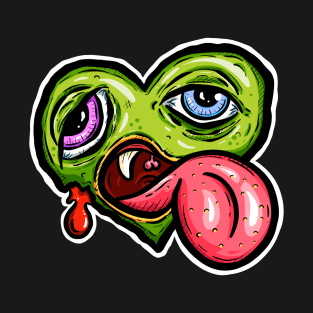 Zombie Heart Bug Tongue Green Valentines T-Shirt