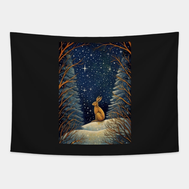 Hare, Pagan Hare, Pagan Art, Moon, Animal, Tapestry by thewandswant