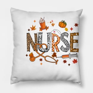 Retro Autumn Pumpkin Fall Nurse Life Thanksgiving Nurse Pillow