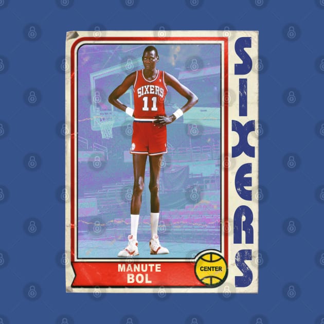 MANUTE BOL Retro Style 90s Basketball Card by darklordpug