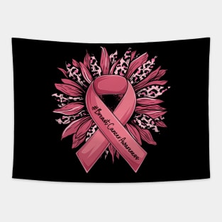 Leopard Sunflower Pink Ribbon Breast Cancer Awareness Tapestry