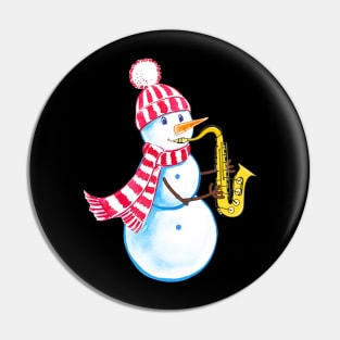 Saxophone Snowman Funny Musical Instrument Pin