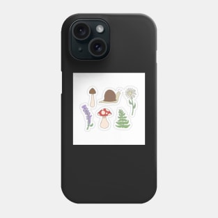 garden stickers, snail, mushrooms and flower Phone Case