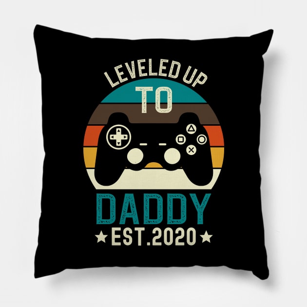 Leveled Up to Daddy Est 2020 Pillow by DragonTees