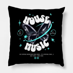 HOUSE MUSIC  - Butterfly Y2K Steez (white/blue) Pillow