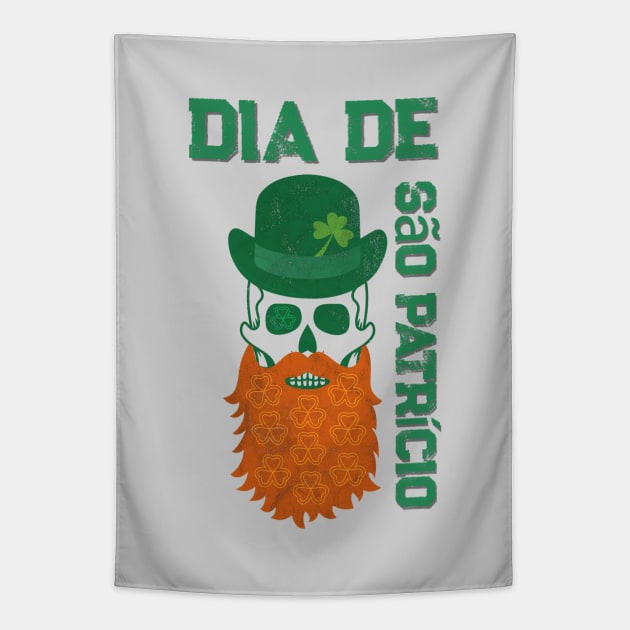 Saint Patrick's Day Skull Design Tapestry by Off the Page