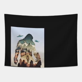 Bigfoot Ufo Hiker T Shirt Tapestry