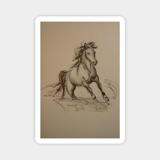 Wild - Horse ink wash watercolor painting Magnet