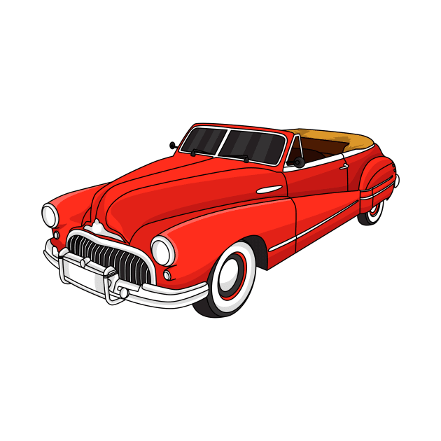 Classic red 1948 automobile by Cartoons of fun