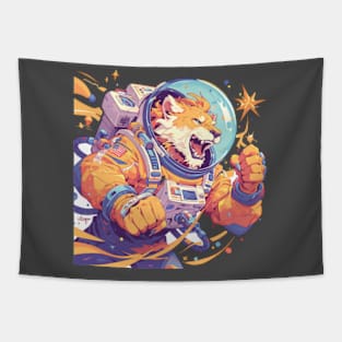 roaring lion astronaut cartoon style Tapestry